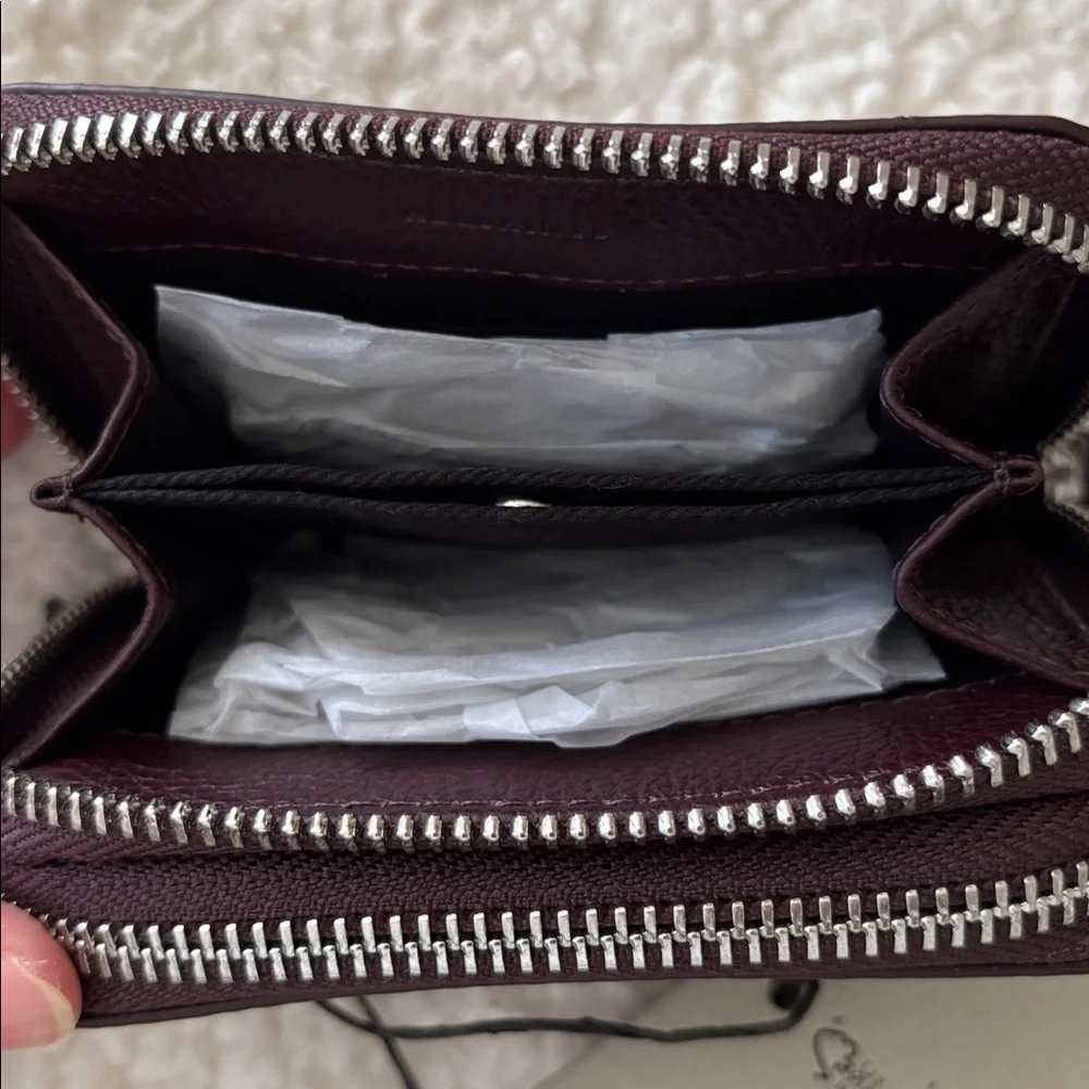 All Saints Fetch Card Burnt Red Double Zip Leather Wallet NWT 🤎
